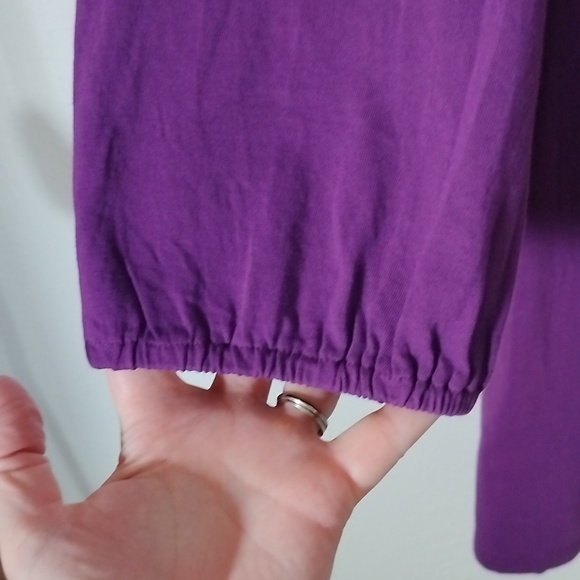 Purple Dress or Long Top with Embroided Flowers on front Size 14 / 16 - Picture 3 of 7